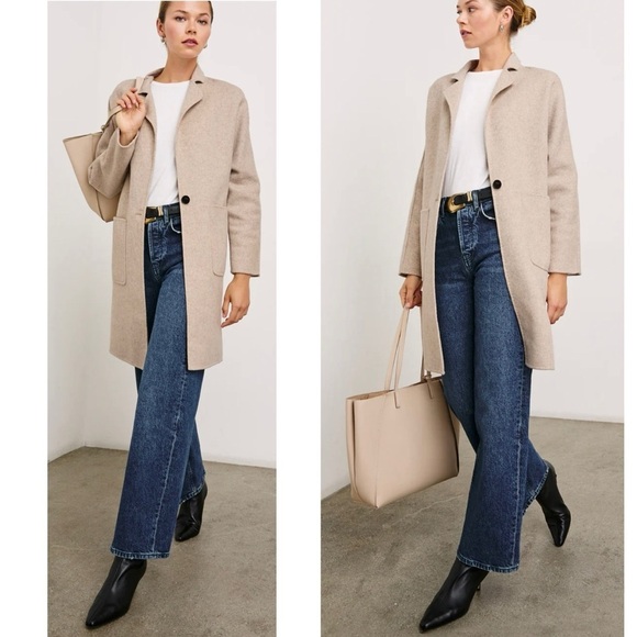RAILS EVEREST SINGLE BUTTON OVERSIZED WOOL COAT DOLMAN SLEEVES OATMEAL SMALL NEW